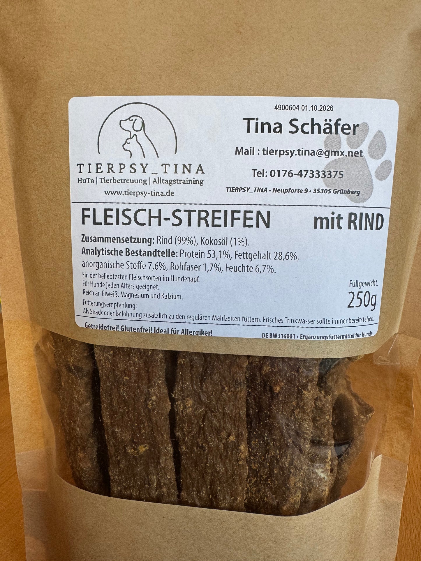 Fleisch-Streifen 100% Natur 250g