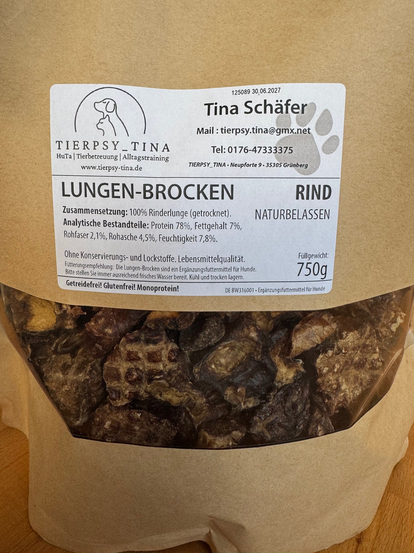 Rinderlungen-Brocken naturbelassen
