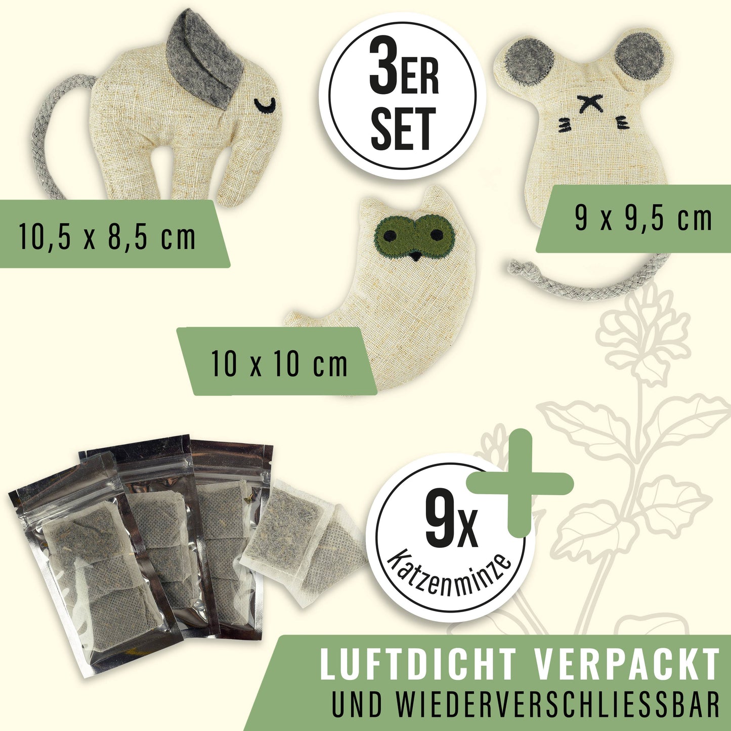 Ne&no® Katzenspielzeug mit Katzenminze -3er Set- inkl.Refill